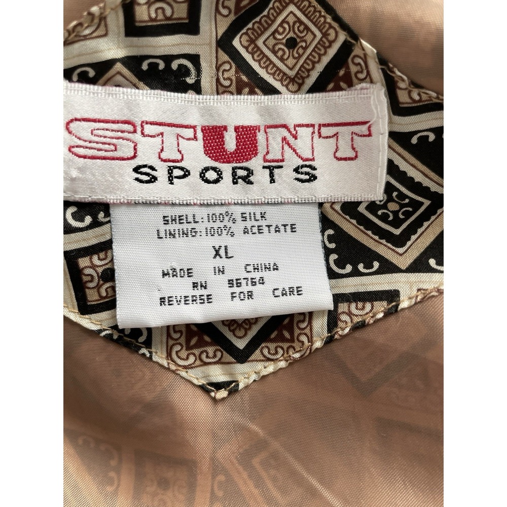80s STUNT SPORTS XL 100% Silk Jacket Track Bomber Geometric Print Oversized - Picture 8 of 11